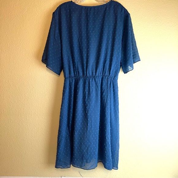 BTFBM Polka Dot Ruffle Surplice V-Neck Short Sleeve Dress In Teal NWT Sz XL - Picture 12 of 15